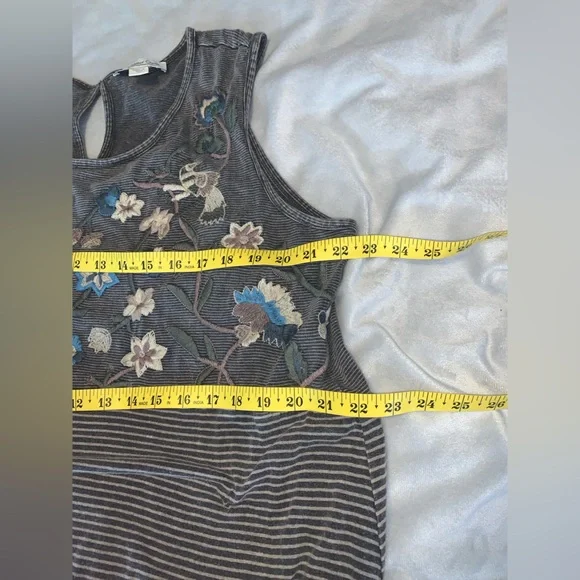 Coldwater creek vintage Embroidered Sleeveless maxi Dress gray charcoal 1x - Picture 6 of 6